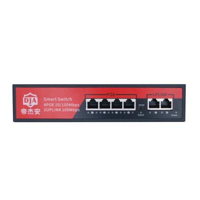 China POE 4 port 10/100M 48V 52V Ethernet network poe switch 2 poe uplink for IP camera CCTV for sale