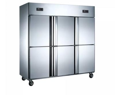 China Double-temperature Stainless steel six door 2000L commercial equipment kitchen vertical refrigerator for sale