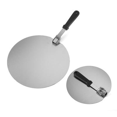 China Sustainable Pizza Oven Accessories Round Shape Stainless Steel Pizza Peel Peel Pizza Cutter With Foldable Handle for sale