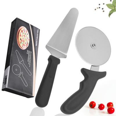 China Durable Oven Accessories 2pcs Stainless Steel Pizza Cutter Wheel Pizza Cutter Slicer Set For Kitchen Restaurant Hotel for sale