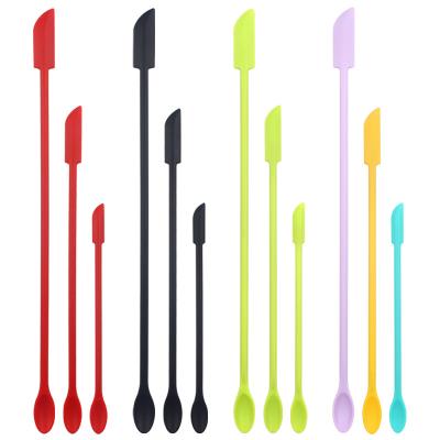 China Viable Creative Mini Silicone Scraper 3Pcs Set For Jam Box Or Cosmetic Bottle Spatula for sale