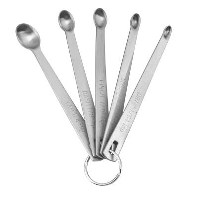 China Viable Mini Stainless Steel Measuring Spoons, set of 5 (tad, DA boarding and handling, pinch, smidgen and drop) for sale