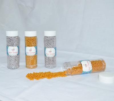 China Cake Sprinkles Decoration On Top Gold / Silver Candy Beads (Dia.4mm) Edible Cake Sprinkles With Bottle for sale