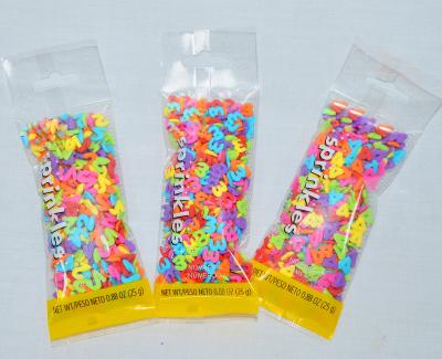 China Cake Sprinkles Decoration On Top Colorful Shaped Candy (0-9) Edible Cake Sprinkles In Pocket for sale