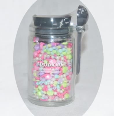 China Cake Sprinkles Decoration On Top Shinny Candy Diamond Medley Cake Sprinkles With Glass Bottle&Spoon for sale