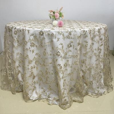 China Custom Lace Water Gold Wedding Table Covers Lace Table Cloth Party 120 Lace Table Cloth Wedding for sale