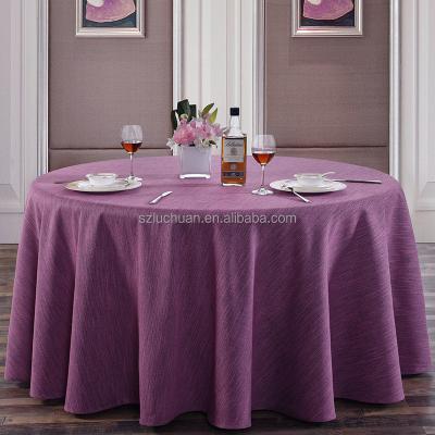 China Custom Elegant Purple Linen Oilproof 180 Round Restaurant Tablecloth for sale