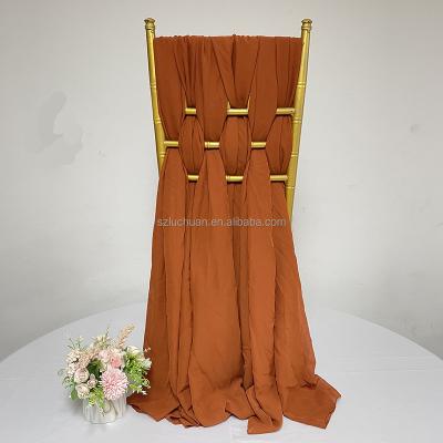 China Romantic 126# Chiffon Chiavari Chair Covers Wedding Decoration Ruffled Chair Cover for sale