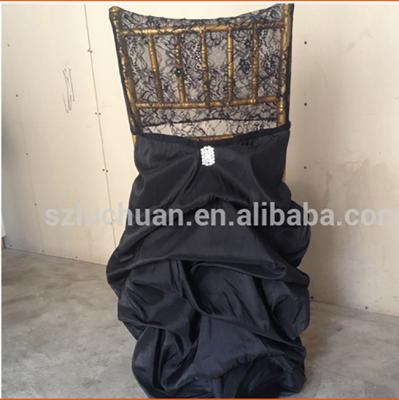 China Chair Decoration Black Taffeta Ruffled Tutu Chair Cover Romantic Wedding for sale