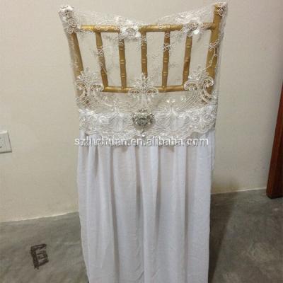 China Simple Fancy Chair Cover Top Cowl White Lace Wedding for sale