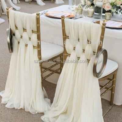 China Cheap Romantic Ivory Chiffon Sashes Wedding Chair Sashes Wedding Ruffle Sash Chair Sash for sale