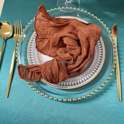 China Custom Gauze Napkins Wholesale Dinner Decorated Gauze Terracotta Wedding Party Gauze Napkins for sale