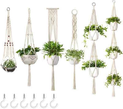 China Luchuan Customized 6 Different Sizes Macrame Plant Hangers Macrame Baby Decor Macrame Materials for sale