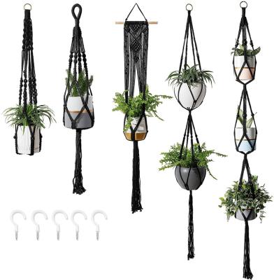 China Standard style and customization Amazon sells 5 packs of macrame plant hangers with 5 hooks for sale