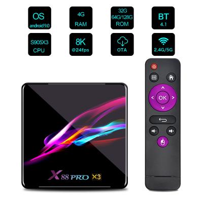 China Android 9.0 High Speed ​​Quad-core TV Receiver Smart TV Box x88 pro x3 HD TV Support 4K x88 pro x3 4k HD S905X3 for sale