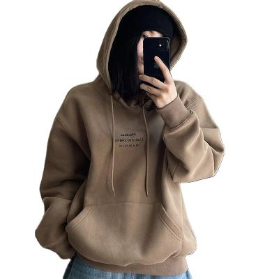 China 2023 Autumn/Winter Popular Letter Hooded Sweater Plush Loose Sweater Warm And Breathable Fashion Hooded Sweater For Women for sale