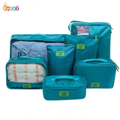 China Durable Travel Tote Cubes Encai Foldable Travel Clothes Storage Bag Set 7 In 1 Cube Tote Set for sale