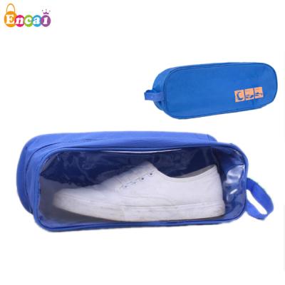 China Newest Shoe Bag Encai Factory Travel Waterproof Tote Shoes Bag /Colourful Shoes Pouch With PVC Window for sale