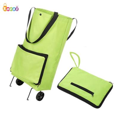 China Encai Folding Customized Folding Shopping Cart With Wheels Rolled Market Shopping Bag Trolley Bag for sale