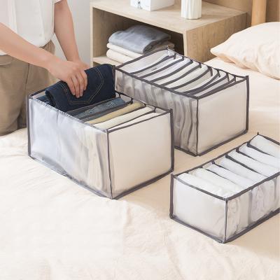 China Viable Foldable Organizer Divider Storage Box Mesh Wardrobe Clothing Storage Box Washable Cabinet Drawer for sale