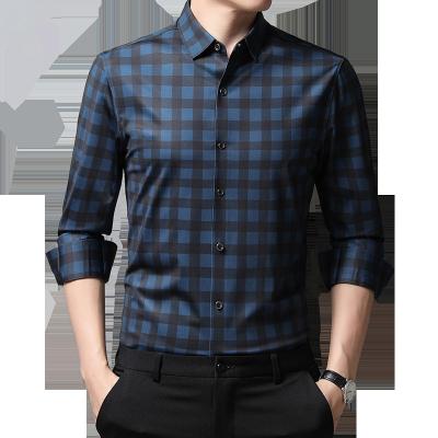 China 2022 New Slim Fit Fashion Shirt Men's General Business Casual Dress Long Sleeve Shirt Plaid Printed High End Shirt for sale