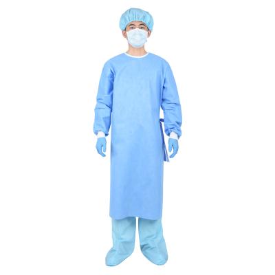 China Breathable Sterile Disposable Isolation Gown Surgical Gown With Rib Cuff AAMI Level 3 for sale