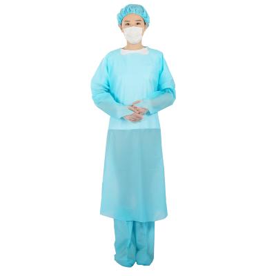 China Waterproof Safty Gowns Non-Sterile Workwear Clear Isolation Level 3 PE Filtering Efficiency Surface High Moisture Resistance for sale