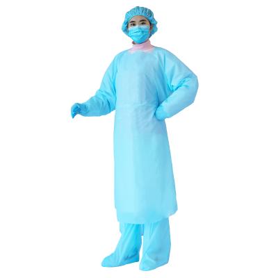 China Work Protection Disposable Non Woven PE Isolation Gowns Long Sleeve Coverall Clothes Non Surgical Level 2 for sale