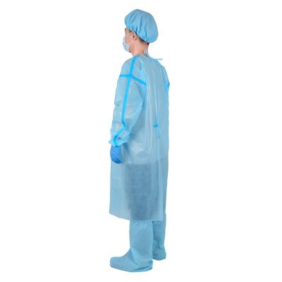 China Harmful Block Splashes Disposable Clothing PP+TPU Overall Blue Work Jacket Level 2 PP Disposable Isolation Coverall Air Gown for sale