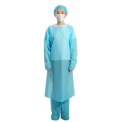 China Harmful Block Splashes Level 2 PE Polyethylene Gown Work Shirt Coveralls Disposable Isolation Gowns PPE Garments for sale