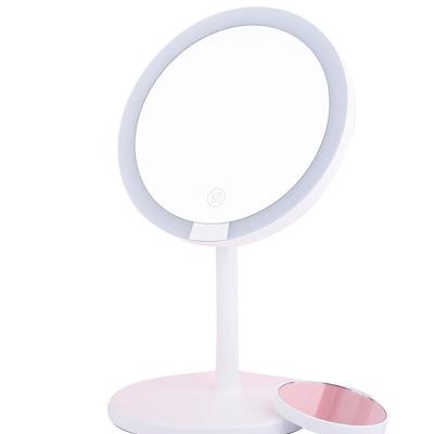 China USB Rechargeable Desk Lighted Vanity LED Makeup Mirror Shine Adjustable With Magnetic Concave Mirror for sale