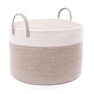 China Laudry Basket Storage Cotton Rope Laundry Hamper Basket Woven Universal Storage Containers With Handles for sale