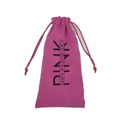 China Recyclable Custom Pink Drawstring Wedding Gift Pouch Velvet Bag Cosmetics Suede Jewelry Package Pouch for sale