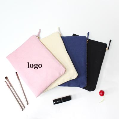 China Natural Black Zipper Cosmetic Organizer Pouch Cotton Fabric Zipper Pouch Canvas Handled Makeup Zipper Cosmetic Bag for sale