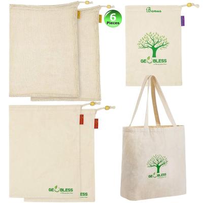 China PUNCH Product Bags GOTS Certified Cotton Muslin Net Reusable Organic Mesh And Canvas Tote Bag for sale