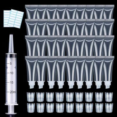 China Cosmetics Private Label Printing Logo Plastic Soft Clear White 8ml Empty Syringe Cylinder Wand Lip Gloss Squeeze Tubes for sale