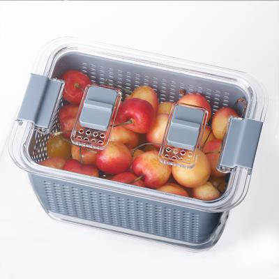 China Sustainable Medium Size Plastic Drain Basket With Cover Double Layer Storage Basket For Fruits And Vegetables for sale