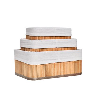 China Factory Direct Supply Sustainable And Eco-friendly Home Storage Basket Set 3 Bamboo Basket Weave for sale