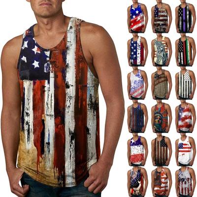 China Factory direct sales 2023 summer QUICK DRY men's American Independence Day wholesale 3D printing men's knitting custom for sale