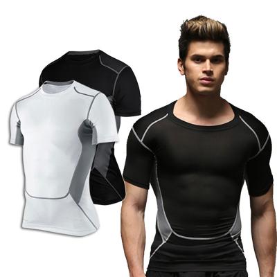 China Breathable Short Sleeve Fitness Clothing Men's Running Tights Sports Compression Stretch Warm Tights Quick Dry T-shirt for sale