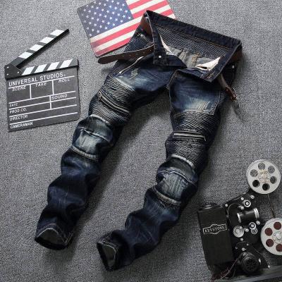 China New Arrivals Men's Breathable Jeans Europe and the United States Slim Personality Zipper Straight Men's Men's Pants for sale