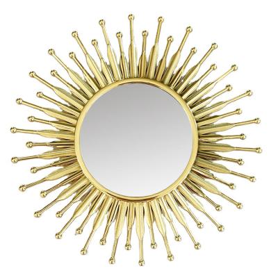 China Golden Minimalist Luxury Decorative Mirror Ribbon All-season Round Vanity Mirrors NE-407D for sale