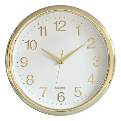 China Casual Simple Round Modern 14 Inch Plastic And Glass Living Room Clock Walls NE-2610 for sale