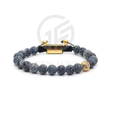 China Multicolor Tiger Eye Stone Beaded Stainless Steel Bracelet TRENDY Natural Stone Bracelet For Men for sale