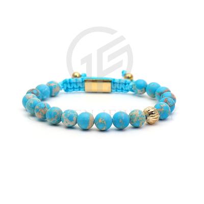 China TRENDY Turquoise Stone Beaded Hand Made Braided Bracelet Beads Bracelet For Women Men for sale