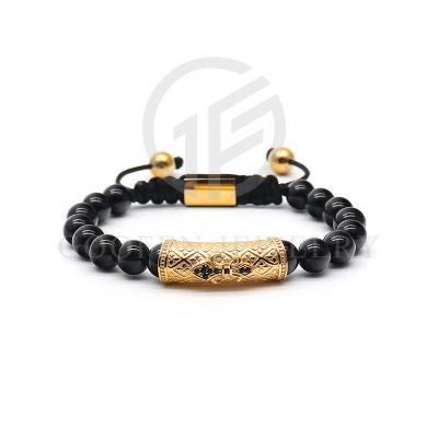 China Trendy Hot Selling Natural Black Agate Tiger Eye Stone Beads Rope Bracelet for sale