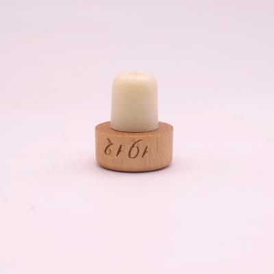 China Corrupt/Resile/Contain No Glue Customized Luxury Wood Top T Shape Wine Synthetic Cork Bottle Stopper for sale