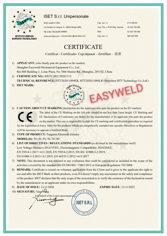 CE - Shanghai Easyweld Mechanical Equipment Co., Ltd.