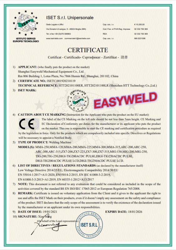 CE - Shanghai Easyweld Mechanical Equipment Co., Ltd.