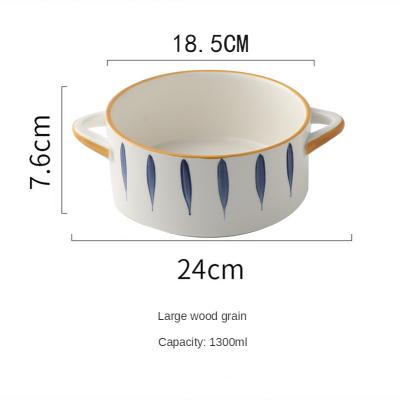 China Stocked Japanese Porcelain Two Handle Wholesale Salad Soup Bowl for sale